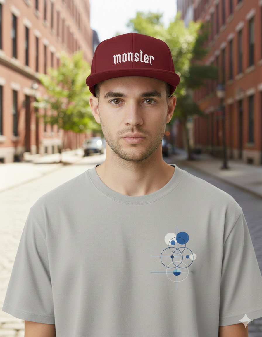 Monster Unisex Snapback Cap – Flat Visor Cotton Cap