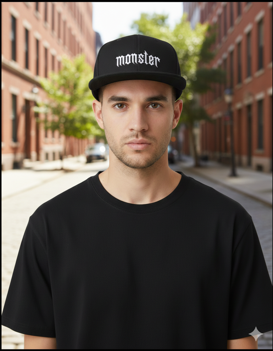 Monster Unisex Snapback Cap – Flat Visor Cotton Cap