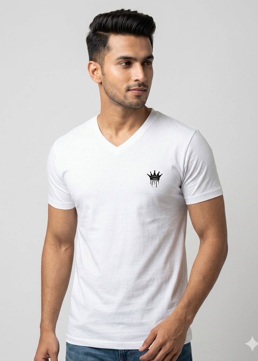Unisex V-Neck Cotton T-Shirt – 180 GSM Premium Tee