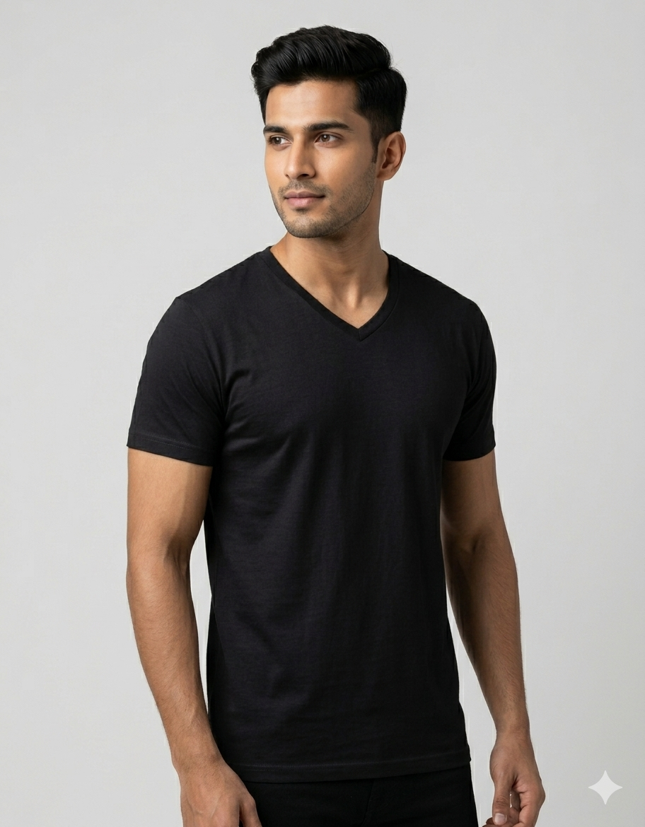 Unisex Plain V-Neck – 180 GSM Cotton T-Shirt @ ₹399