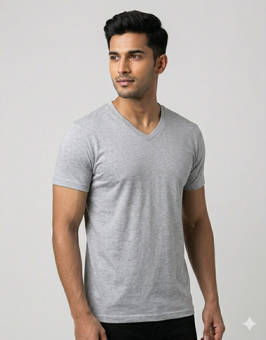 Unisex Plain V-Neck – 180 GSM Cotton T-Shirt @ ₹399