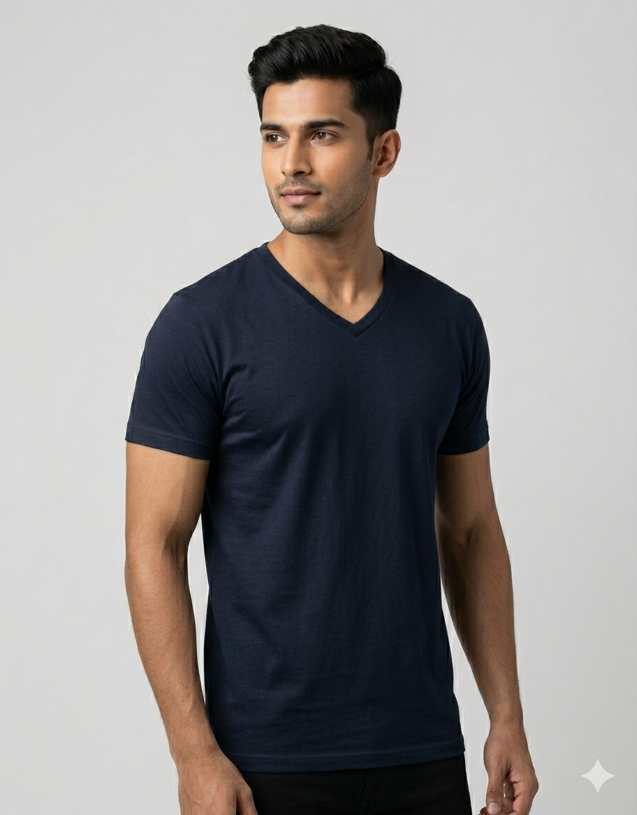 Unisex Plain V-Neck – 180 GSM Cotton T-Shirt @ ₹399