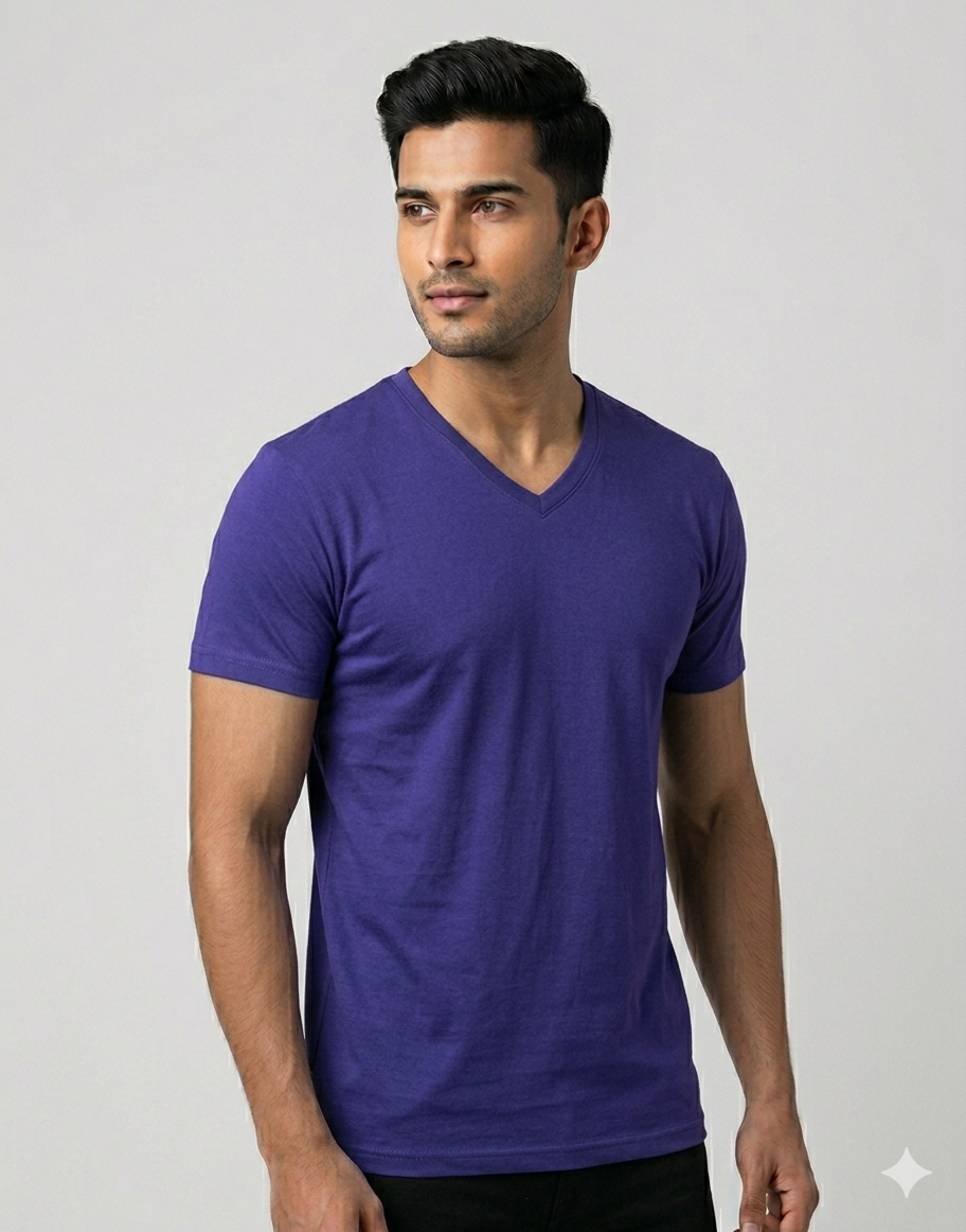 Unisex Plain V-Neck – 180 GSM Cotton T-Shirt @ ₹399