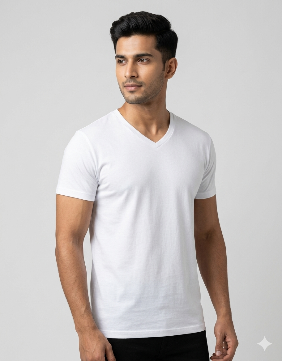 Unisex Plain V-Neck – 180 GSM Cotton T-Shirt @ ₹399
