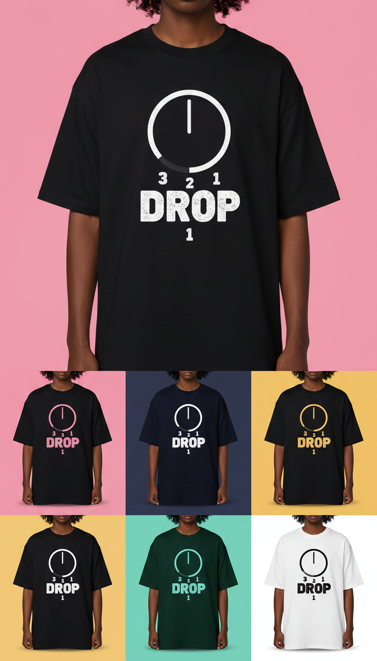 Night Black countdown motif tee